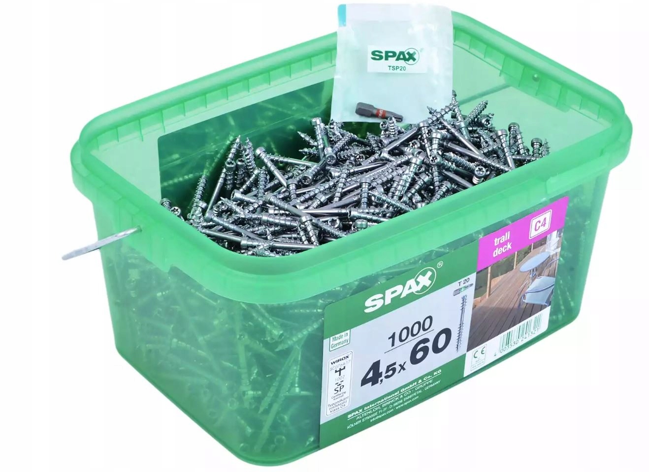 Terasová Skrutka (1000) C4 4.5*60 MM Spax-d Bit T20