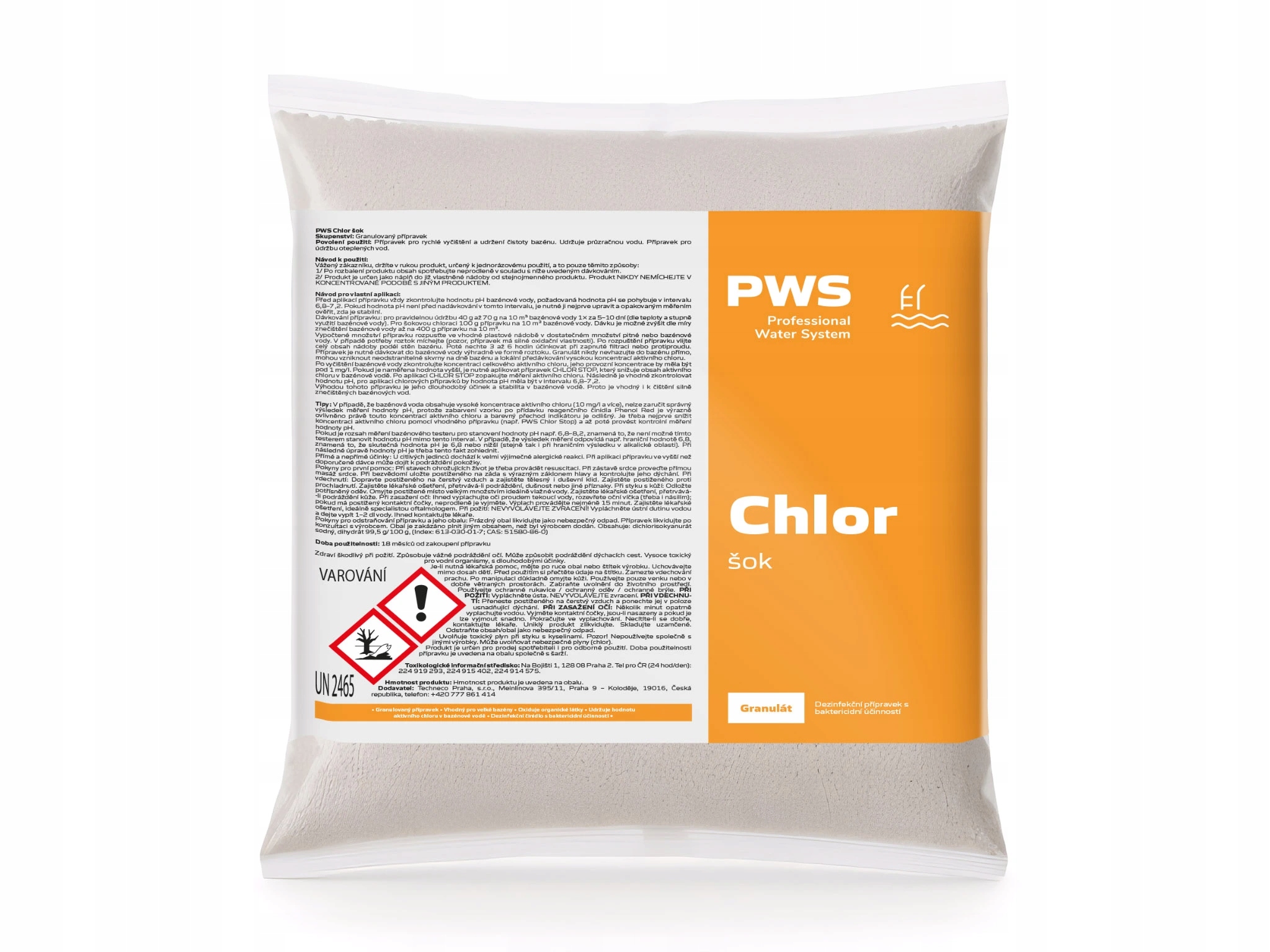 Pws Chlor šok organický granulát 10kg, Doplnění bazénová chemie
