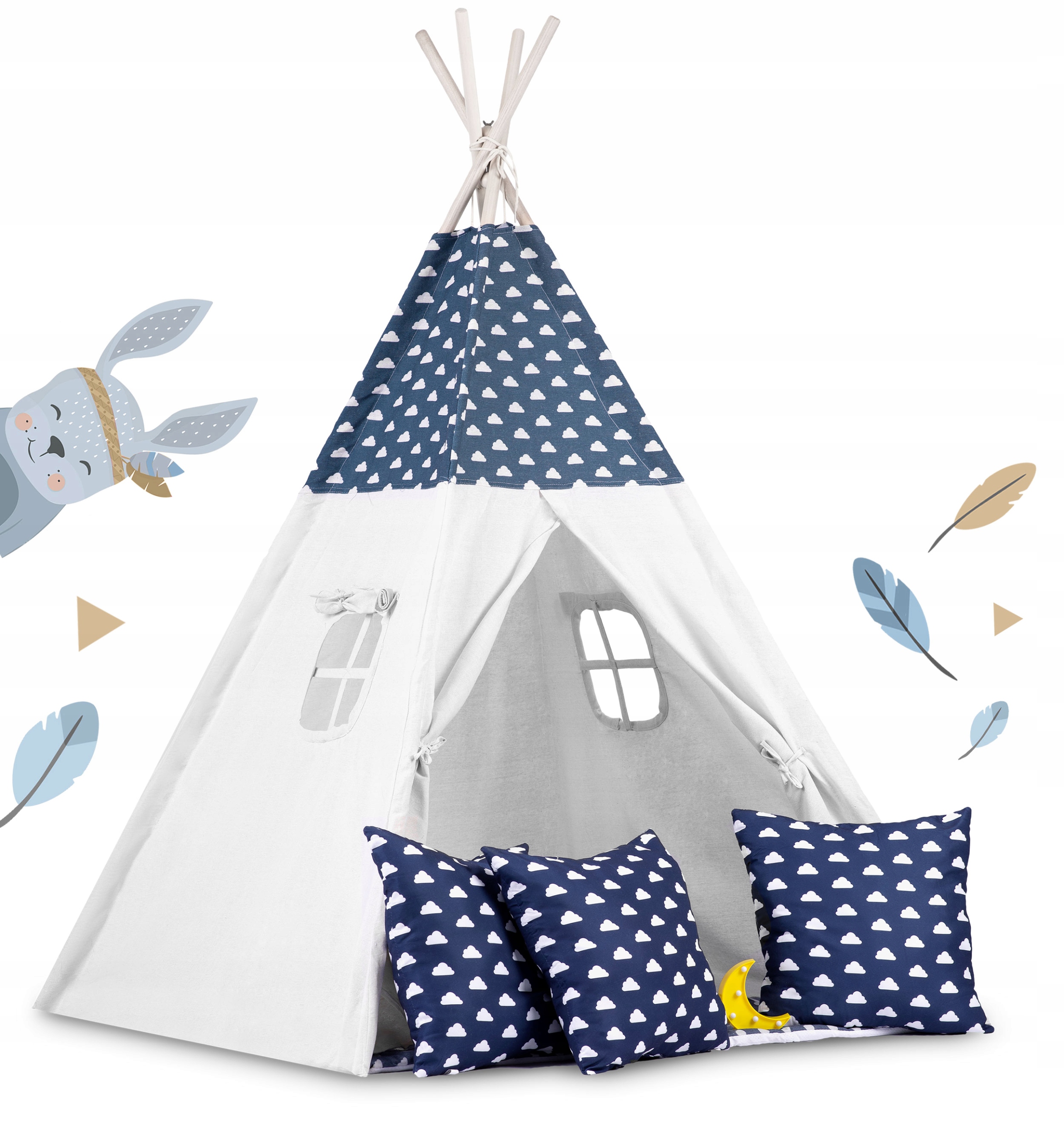 TIPI namiot wigwam dla dzieci Girlanda Poduszki + lampka LED RicoKids Marka RicoKids