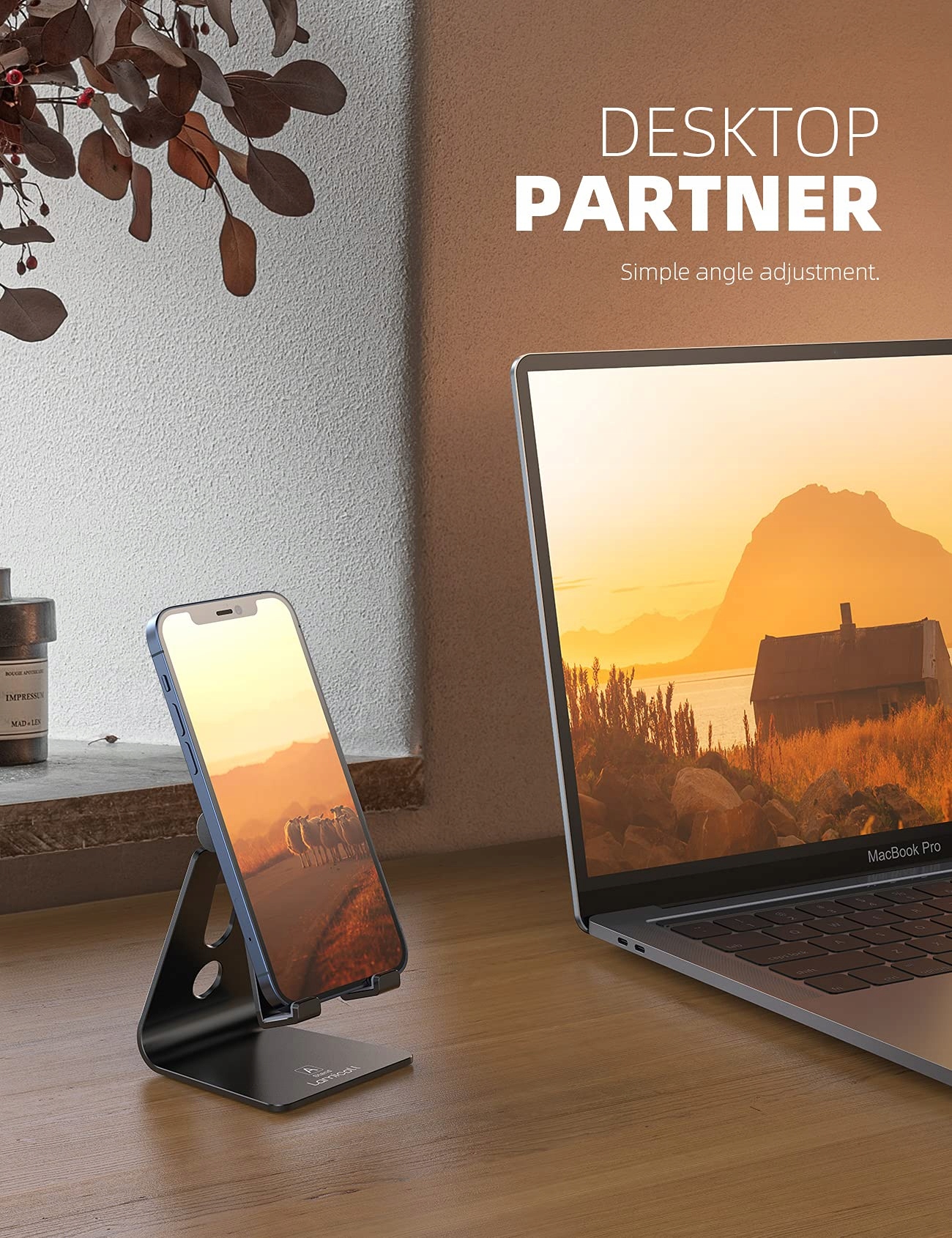 LAMICALL Regulowany Stojak Na Telefon Do iPhone Samsung Smartphone — miniatura 3