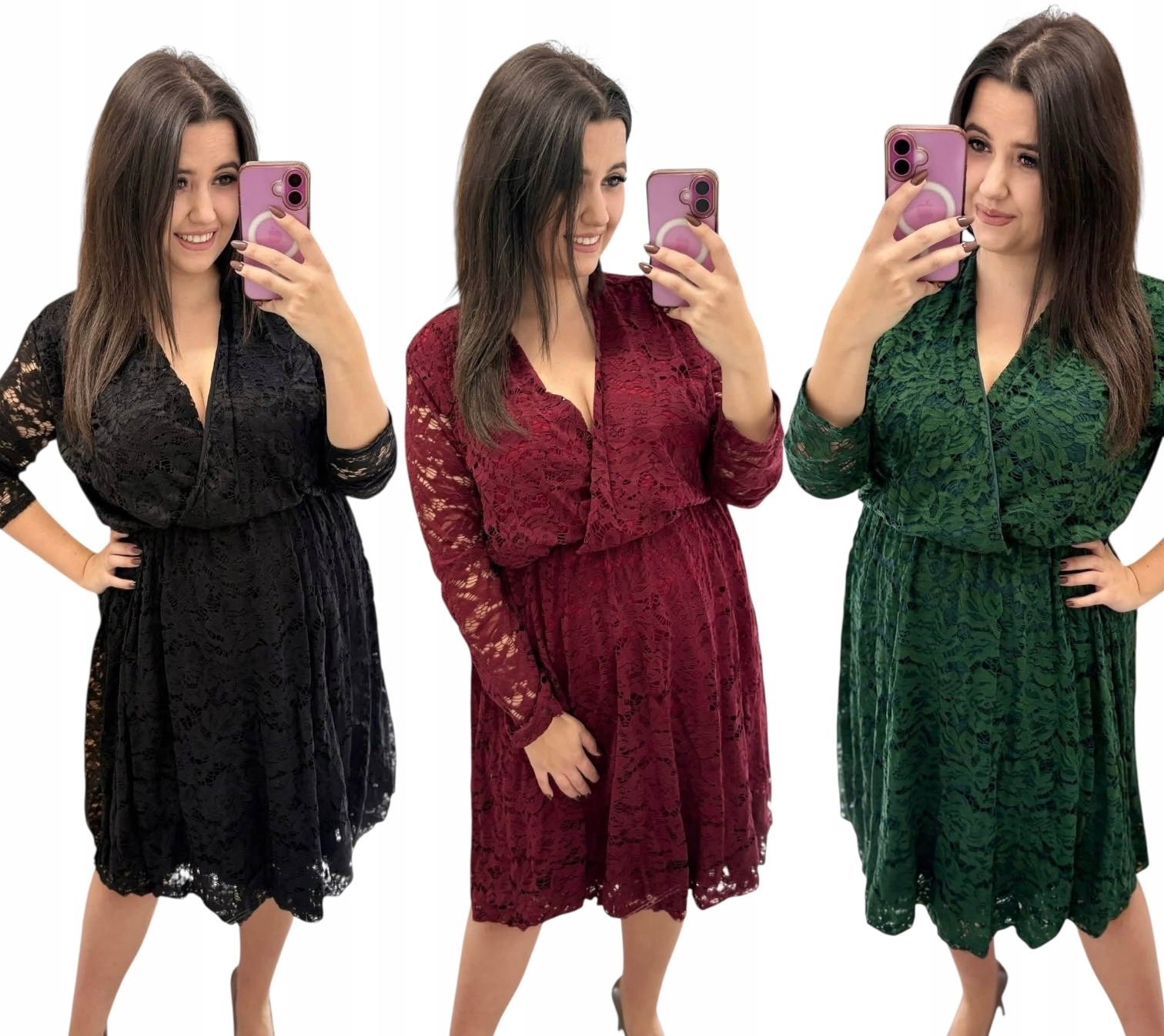Elegantní šaty z krajky Plus Size, velikost 48, 50 barev na výběr