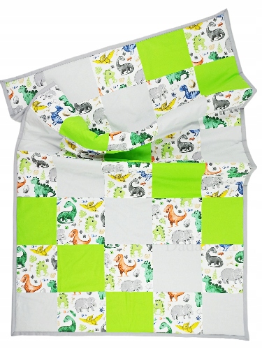 Přehoz na postel patchwork dinosauři dino 110/190 cm 100% bavlna