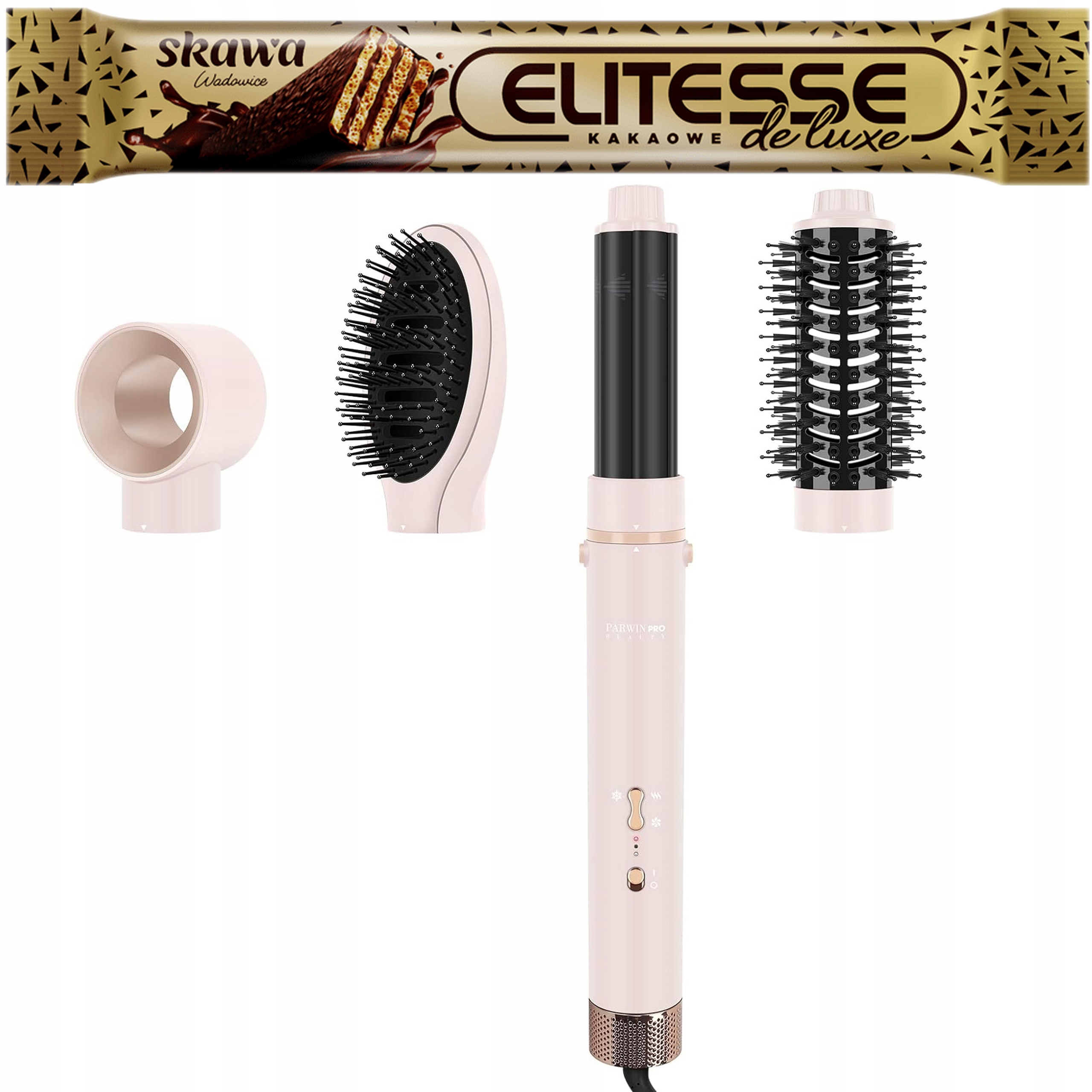 Parwin Pro Fén-kulma 5W1 5 nástavců kartáč růžová Objem kadeře