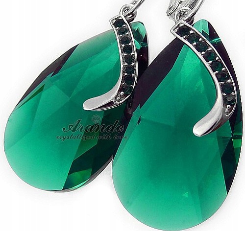 Velké krystaly Náušnice Emerald Senti Stříbro