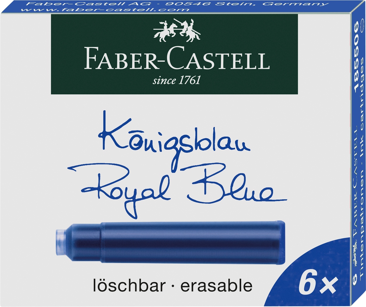 

Naboje Faber-Castell, krótkie, niebieskie, 6 sztuk