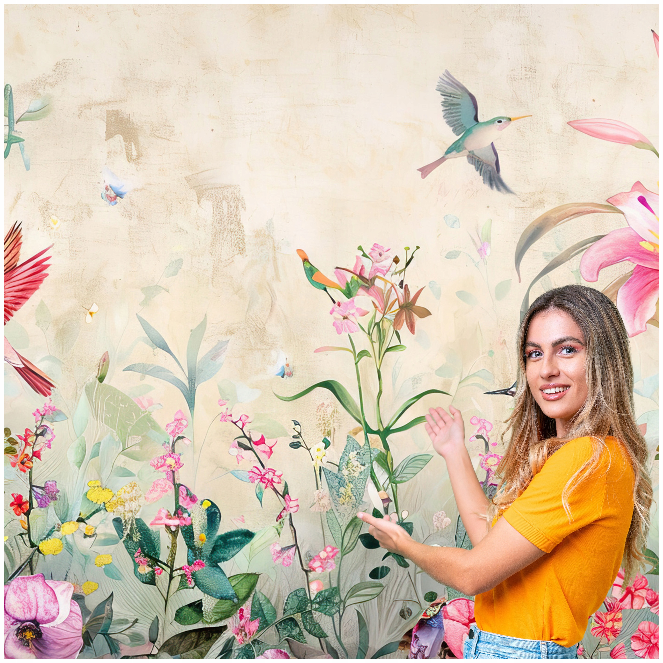 Fototapeta 3D Zvířata Ptáci Krajina Stromy Květiny Kolibřík 196x260 PTK11F