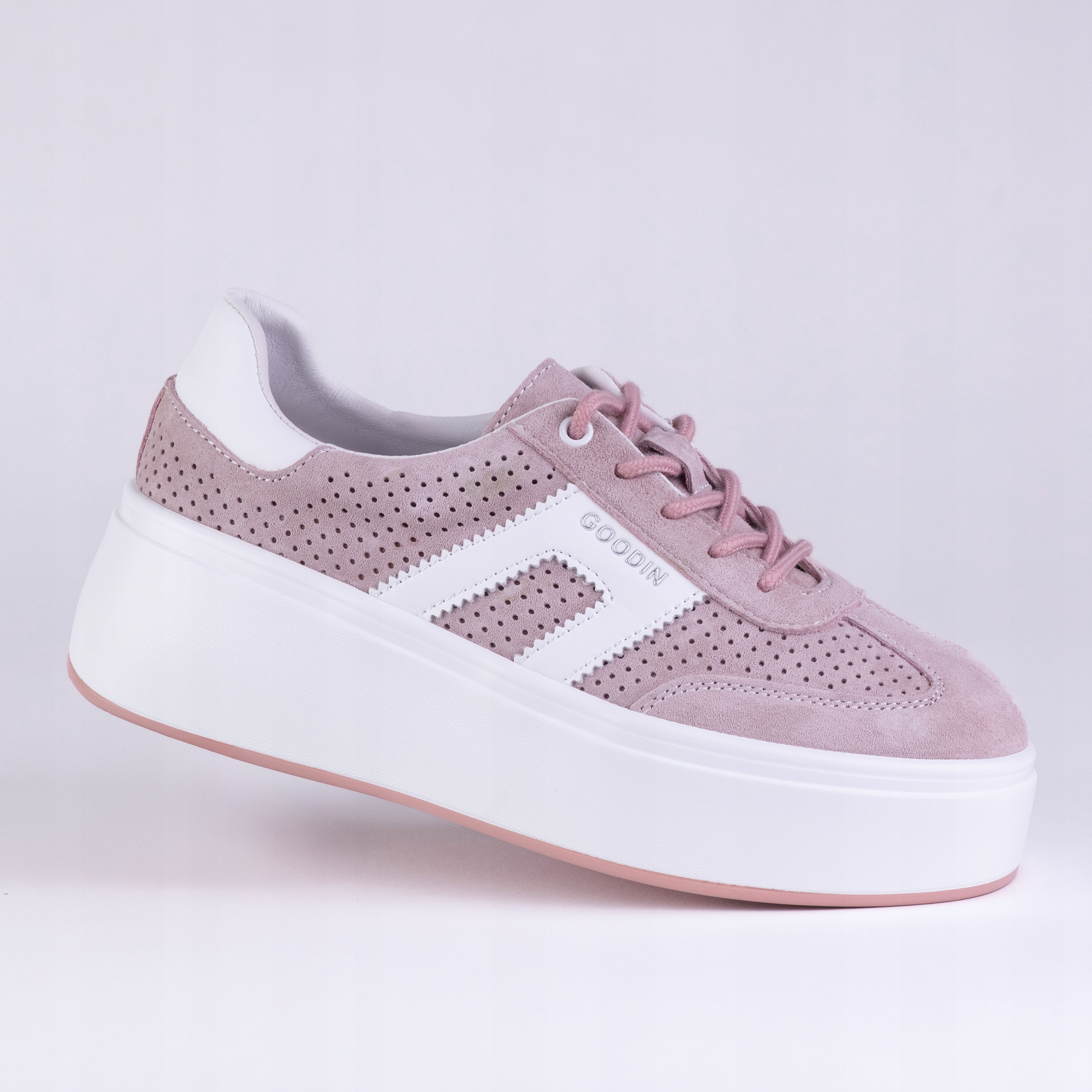 Dámské sportovní tenisky Goodin GD-XF-218 kůže semišová platforma růžová 40