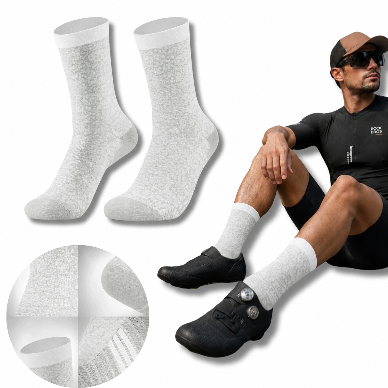 Skarpetki Rowerowe Męskie Damskie Sportowe Oddychające 43-46CM Mtb Rockbros