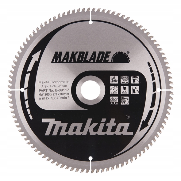 

Tarcza piła do drewna Makita 260 100z B-09117