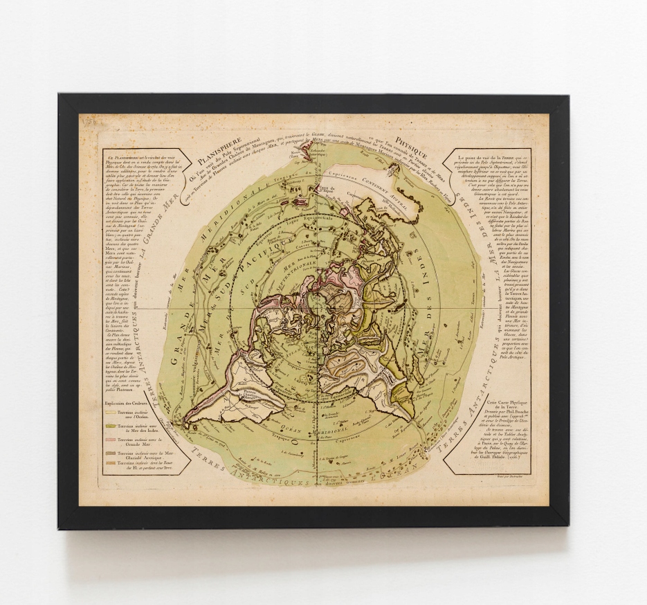 

Płaska Ziemia Planisphere Buache, Philippe 1754r.