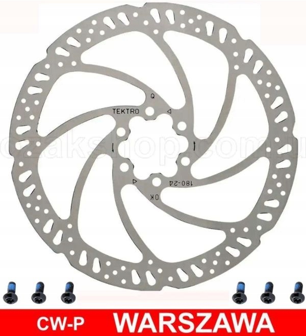 Tarcza hamulcowa 180 mm TEKTRO TR180-24 + 6 śrub Rozmiar mm/ 