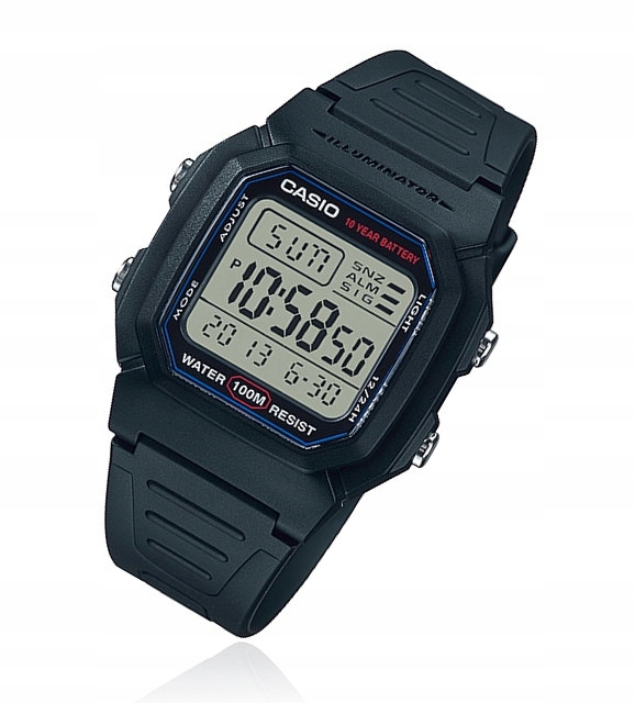 Černé sportovní hodinky na řemínku Casio W-800H WR100M Krabička Gravírování Bonus