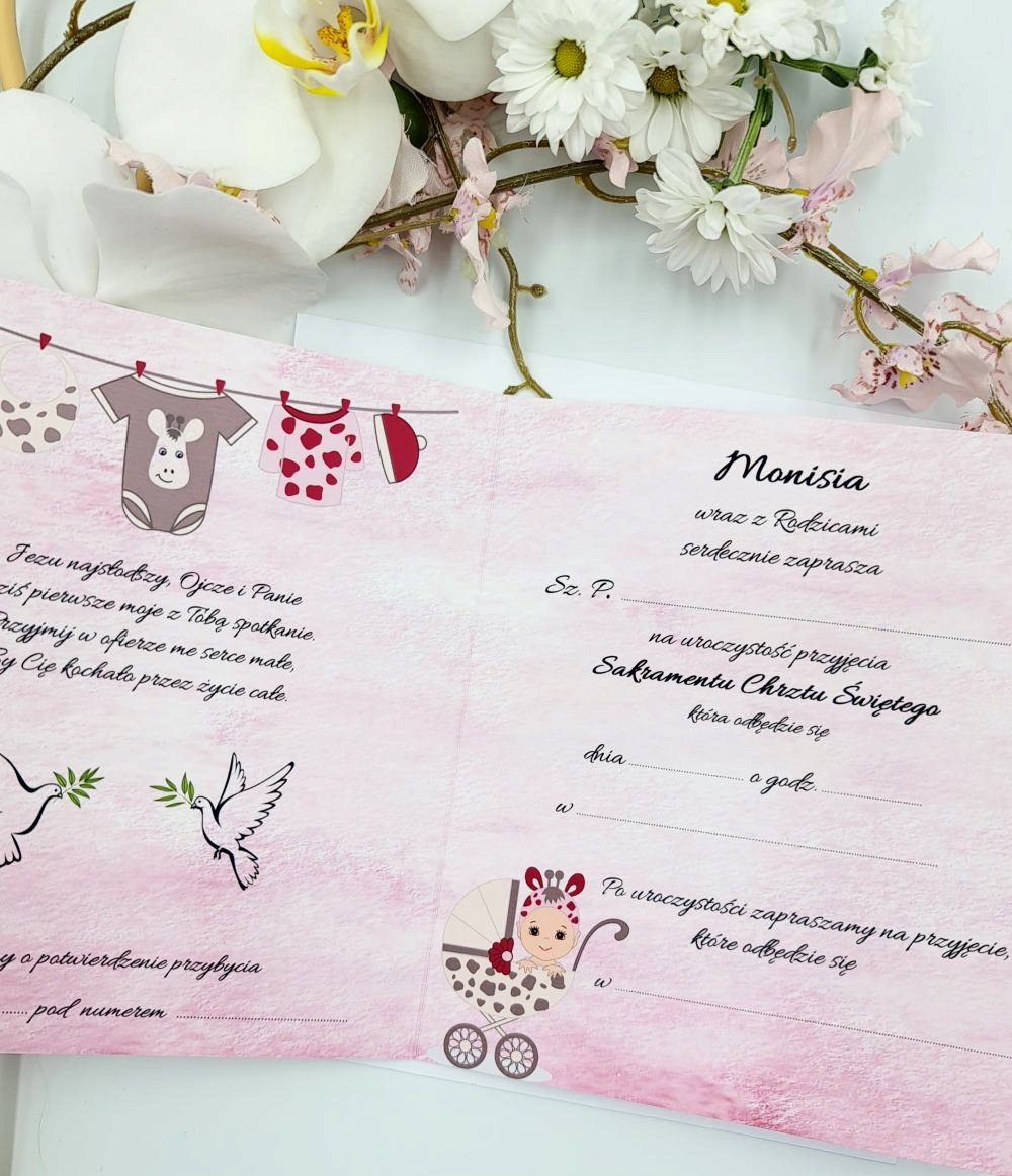 ZAPROSZENIA CHRZEST, CHRZCINY, ZABAWKI, 3D RÓŻ Wysokość produktu 14 cm