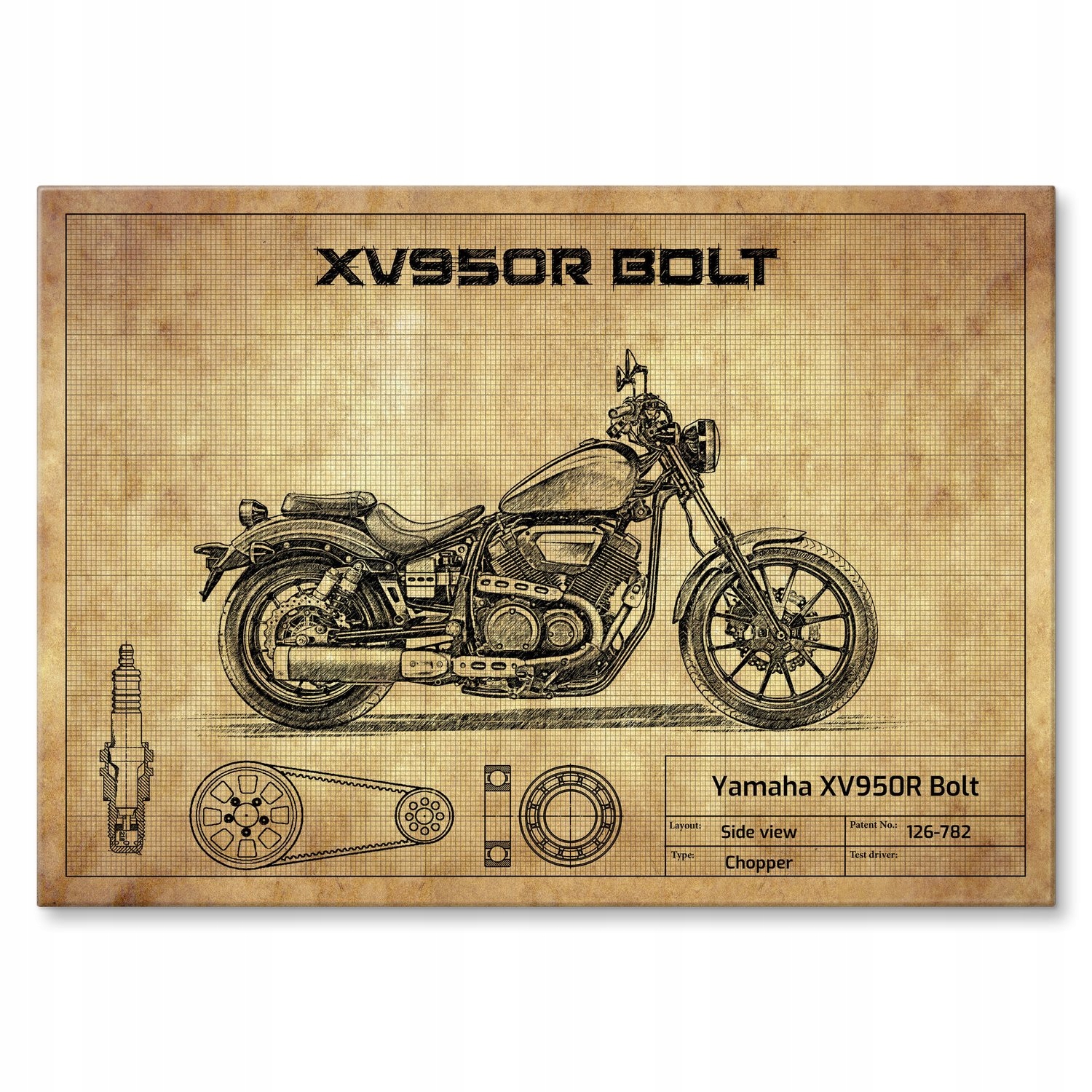 Kovový plakát Yamaha XV950R Bolt Dárek 22 x 31 cm