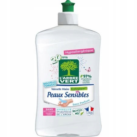 Levně 5X L'arbre Vert Sensitive Koncentrát na mytí nádobí bez zápachu 500 ml