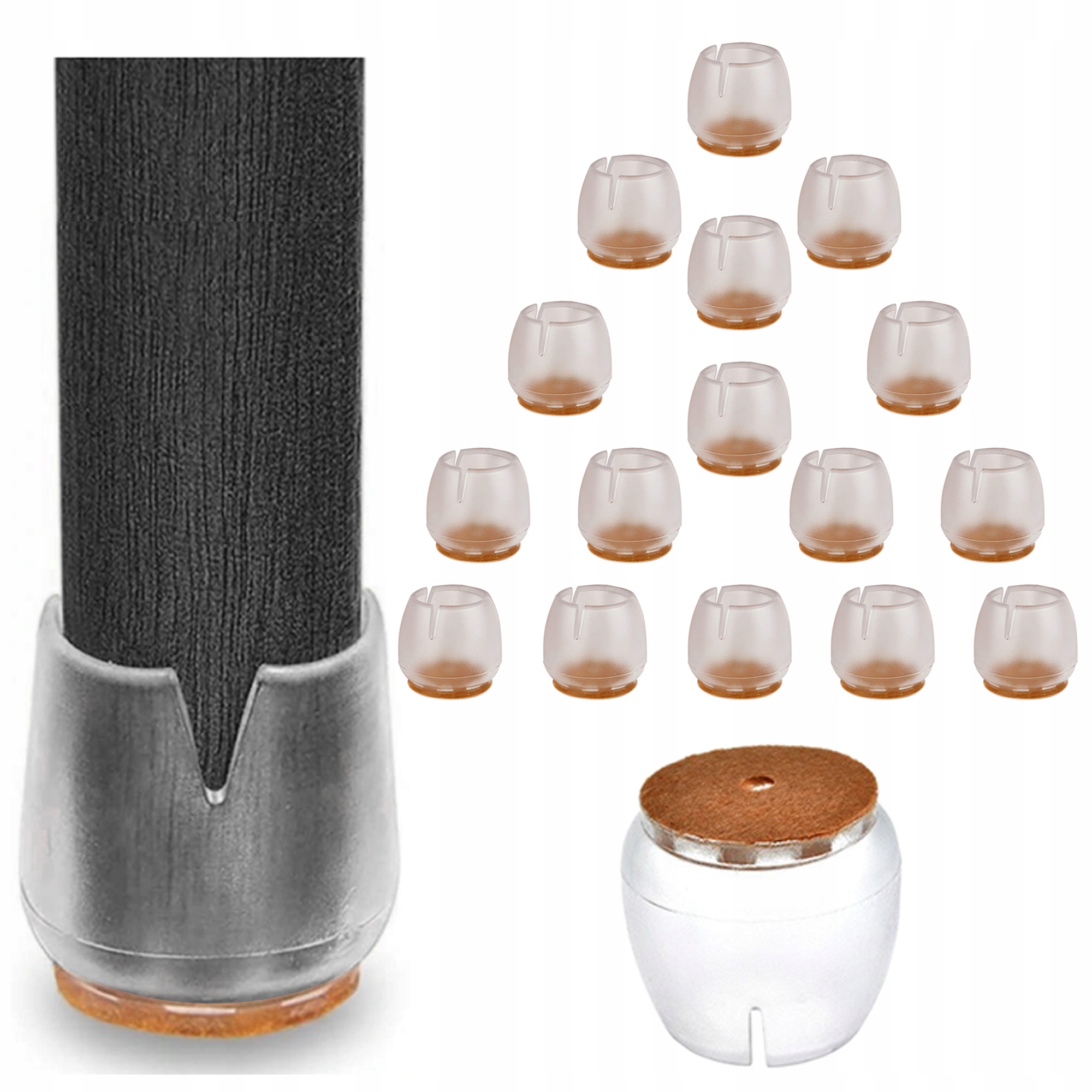 

16szt Nakładki z Filcem Na Nogi Krzesła 17-21mm