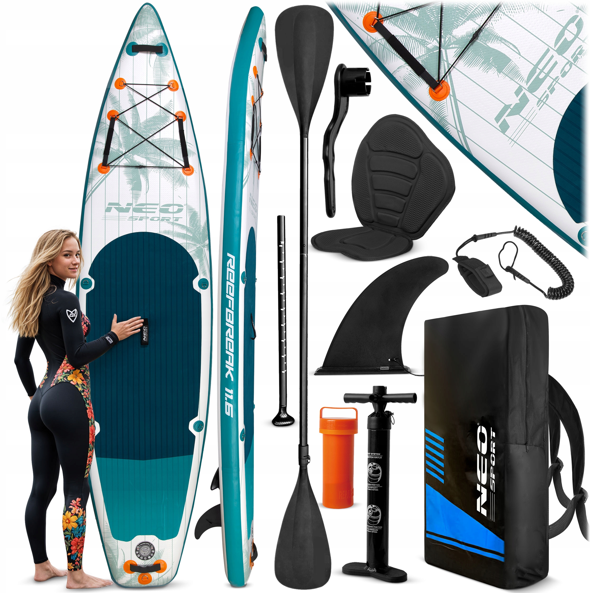 Deska Sup do pływania pompowana Reefbreak 350cm wiosło pompka siedzisko