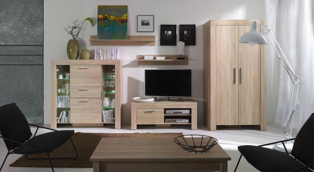 Witryna CEZAR 5L, Witryna 60cm, LED, Dąb Sonoma Kolekcja CEZAR