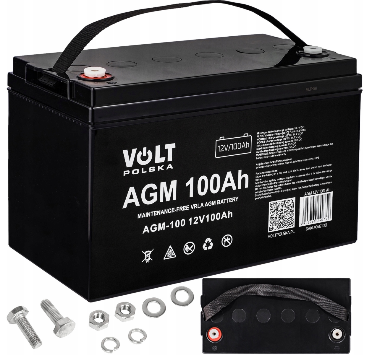 Akumulator Agm 100Ah 12V Vrla Volt do Ups Kampera Łodzi Solar Volt Polska