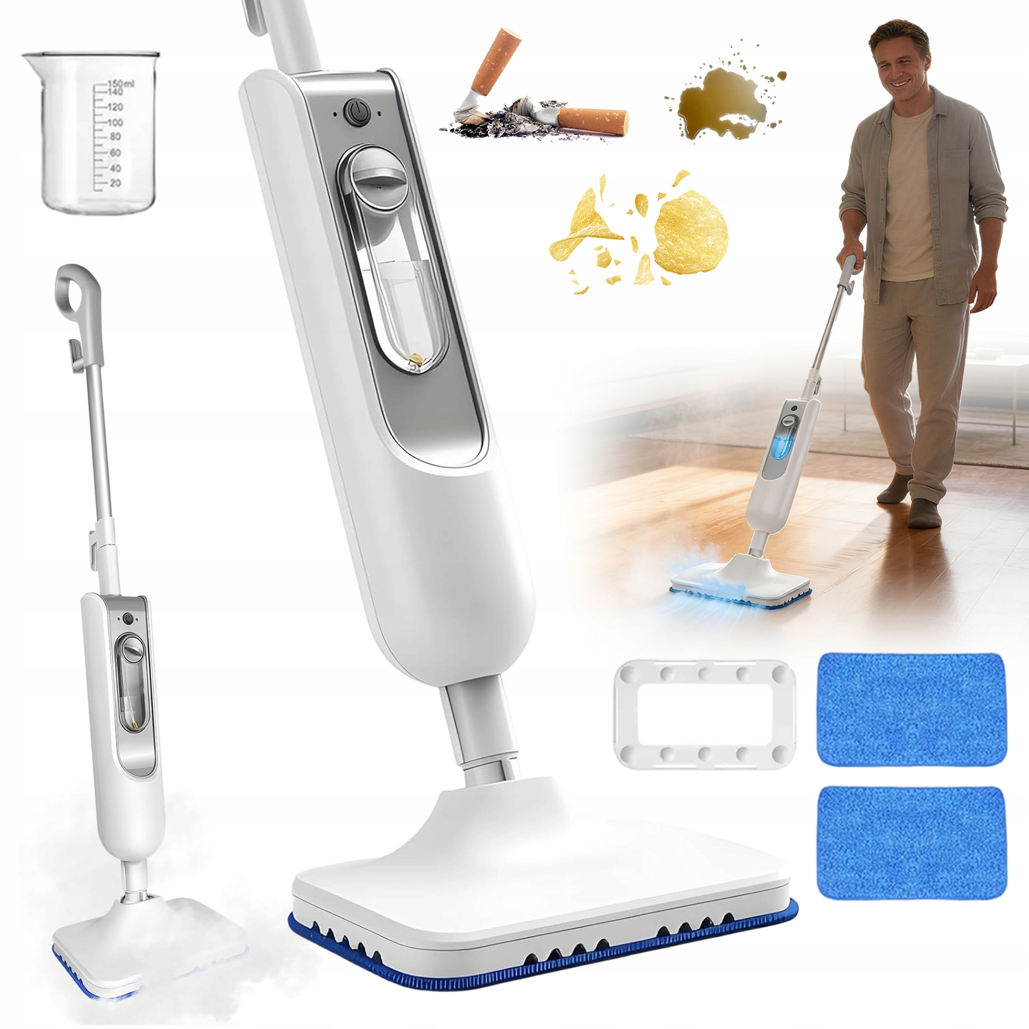 Parní Mop 1500 W S Nastavitelnou Hlavou Pro Důkladný Úklid