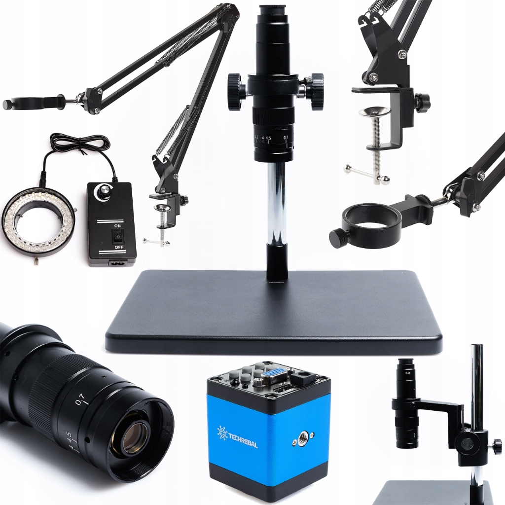 Digitální Mikroskop Techrebal 10A 7-45x Osvětlení Rameno Kamera 2MP Full Hd