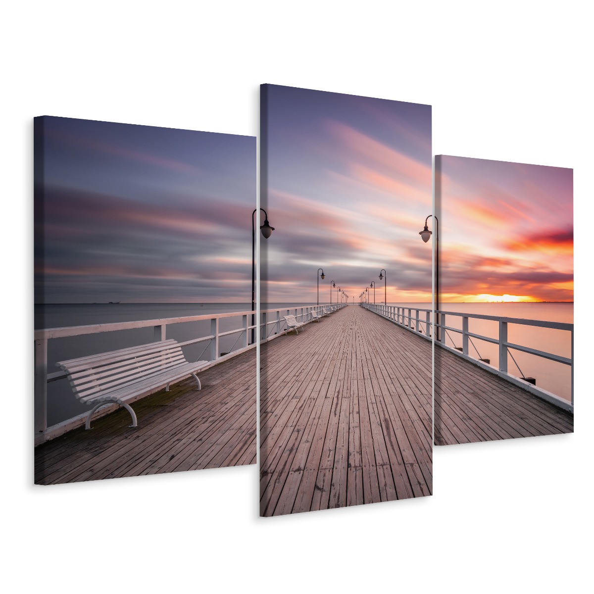 Obraz Triptych Molo Západ Slunce 3D efekt 90x60