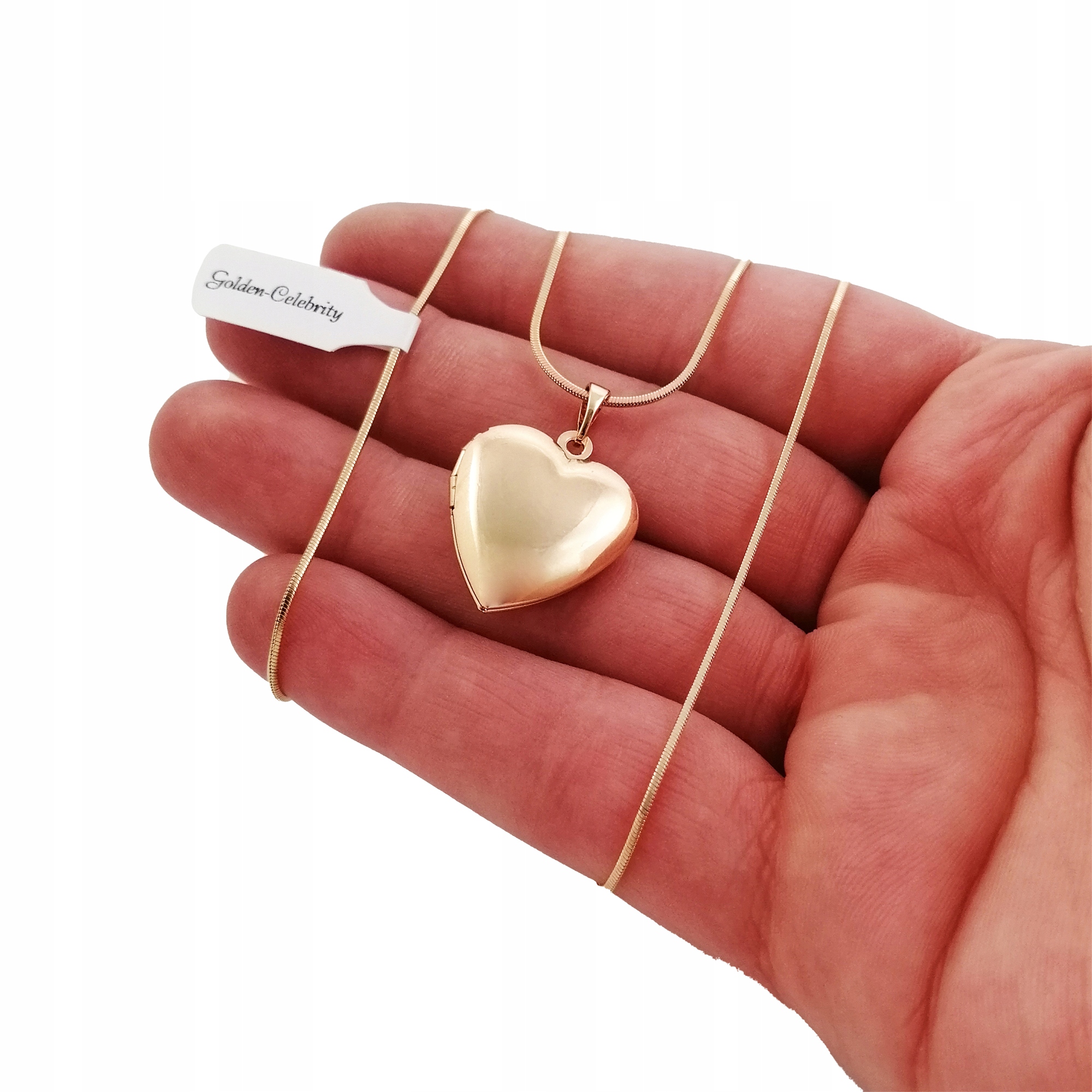 ZŁOTY NASZYJNIK SERDUSZKO OTWIERANE + GRAWER 18K Marka Golden Celebrity