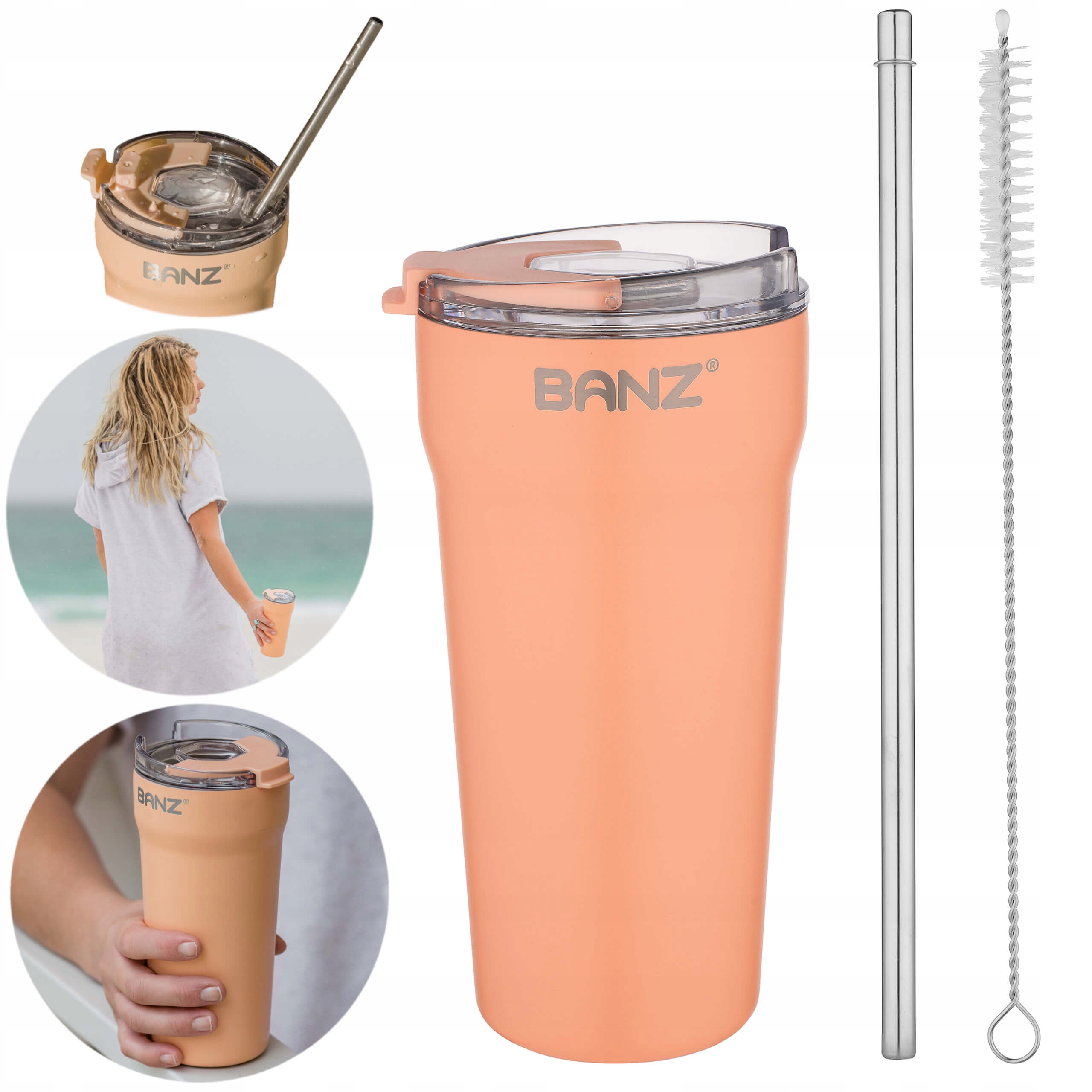 Termohrnek 530 ml, kovová brčka, čistič Banz