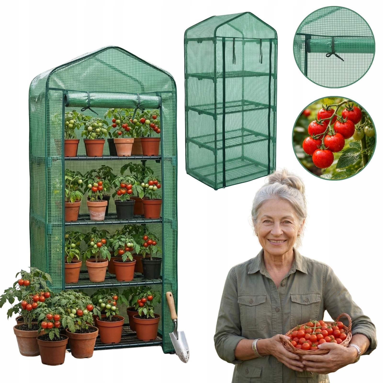 Mini Fóliový Skleník 4-PATROVÝ 68 X 49 X 158 CM S Železným Rámem