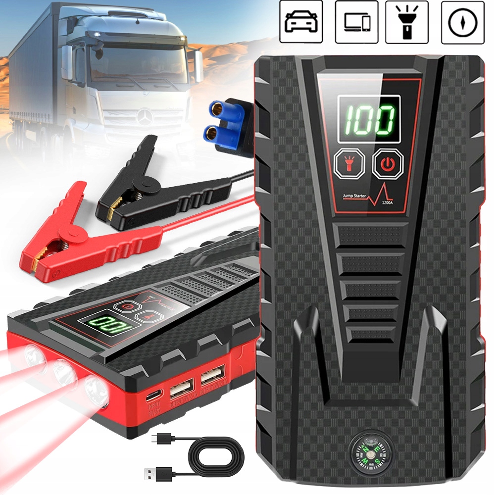 Rozrusznik Samochodowy Urządzenie Autostartowe Powerbank Awaryjny 99800MAH