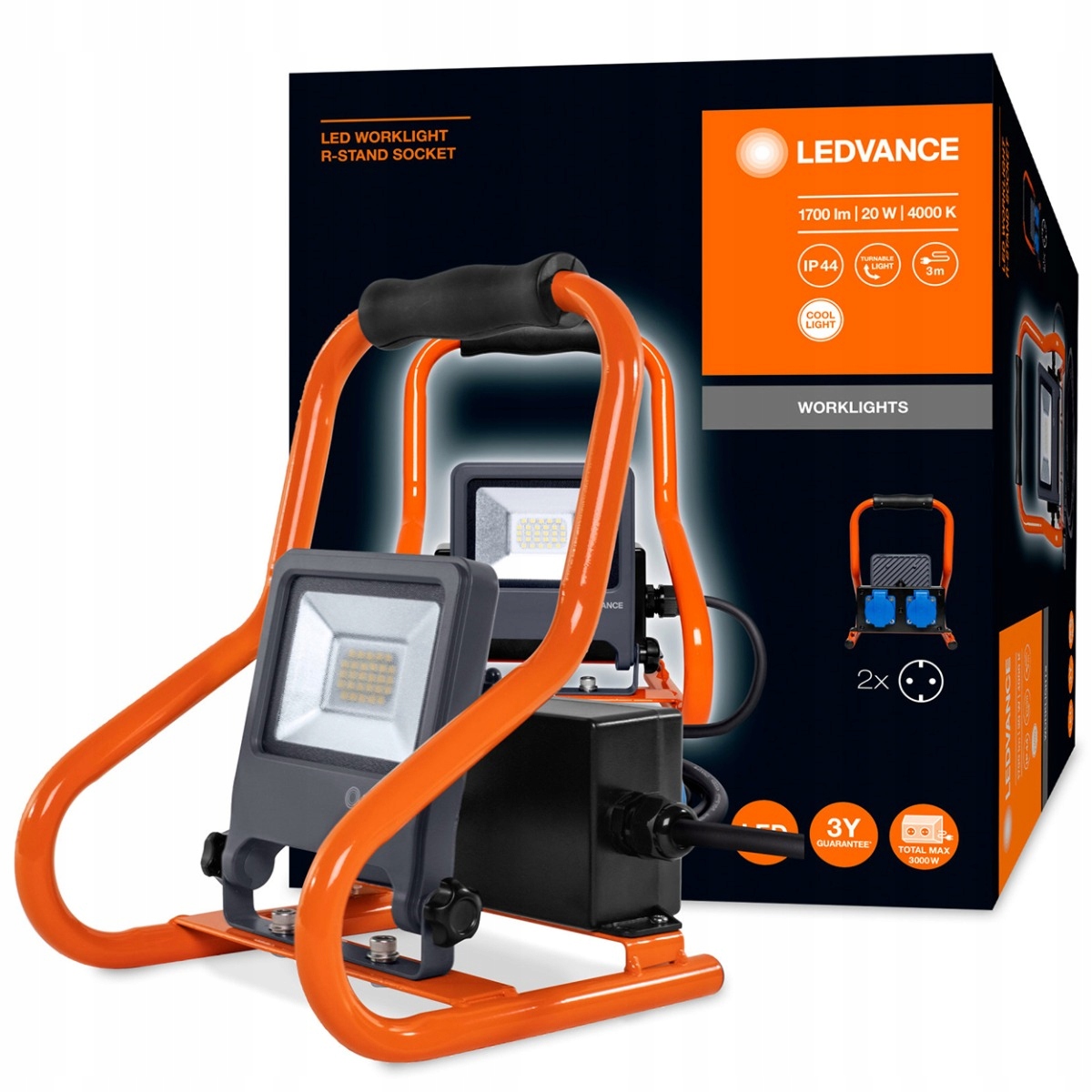 20W світлодіодний робочий прожектор + 2x LEDVANCE Socket