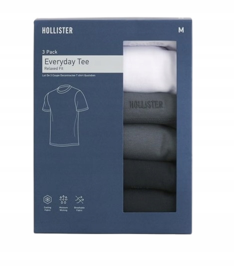 3x tričko Hollister tričko M 3PAK abercrombie Relaxed Fit