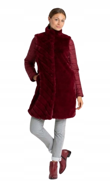 Pfeffinger Plus Size Dámská Bunda Kožíšek Vínová 48 1_5