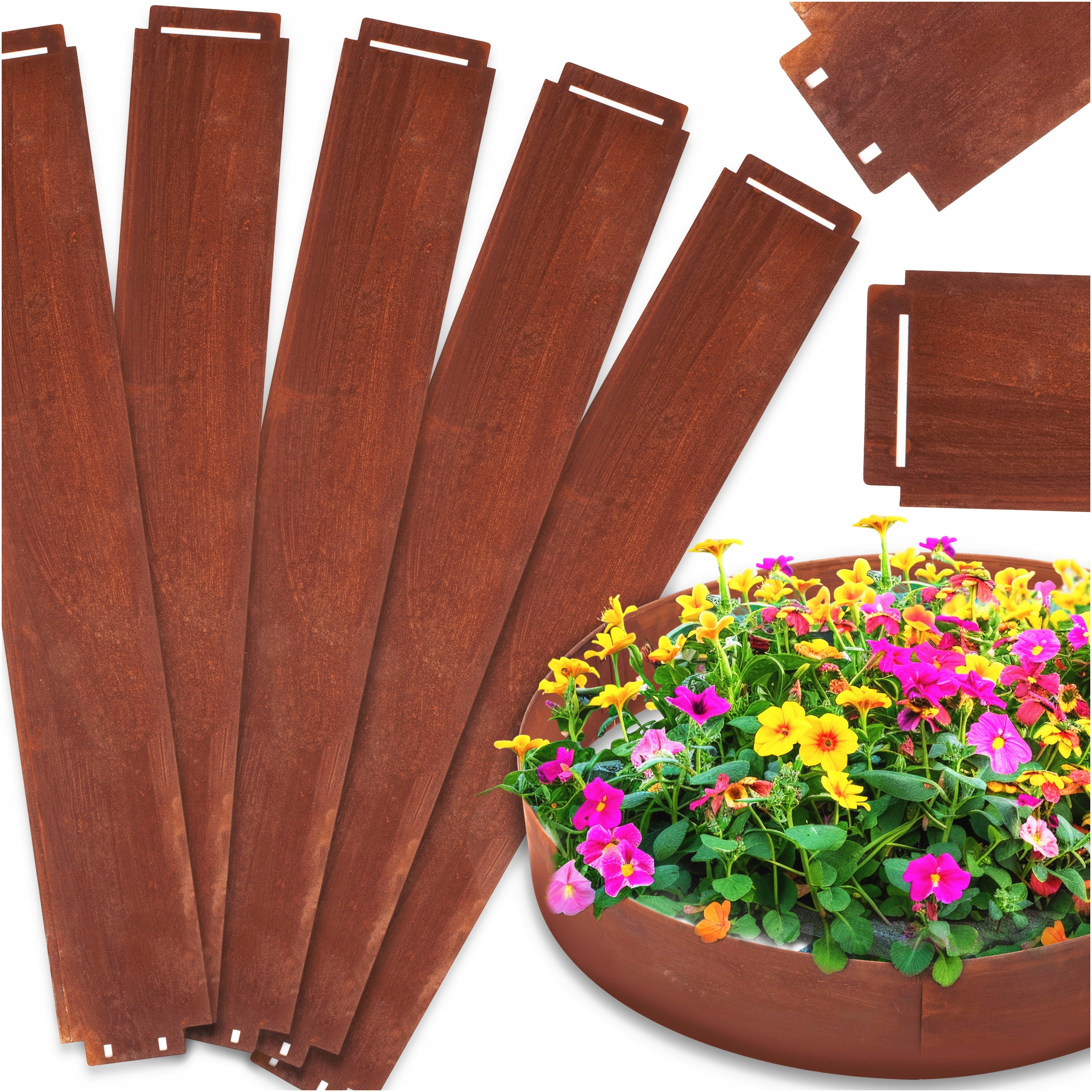 Zahradní Trávníkové Okraje Kovové Ocel 15X100 Ohebné Rezavé 5 Kusů