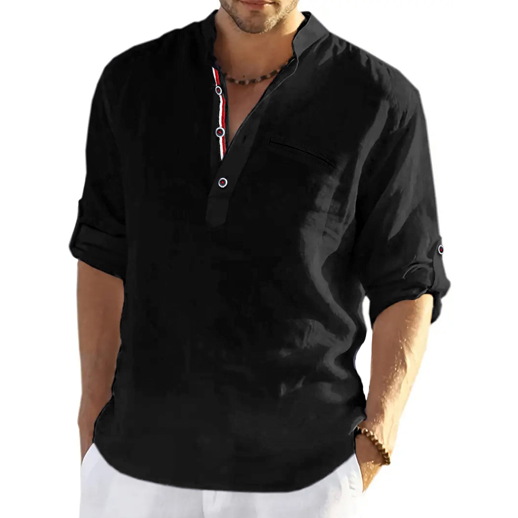 Pánská košile Casual Každodenní stojáček Prodyšná Bavlna Len