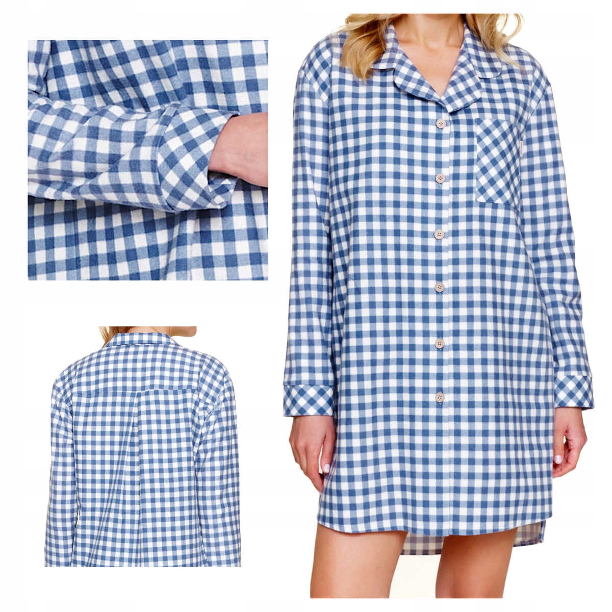 Doctornap Košile noční bavlna rozepínací Tm 7300 blue jeans plus 2XL/3XL