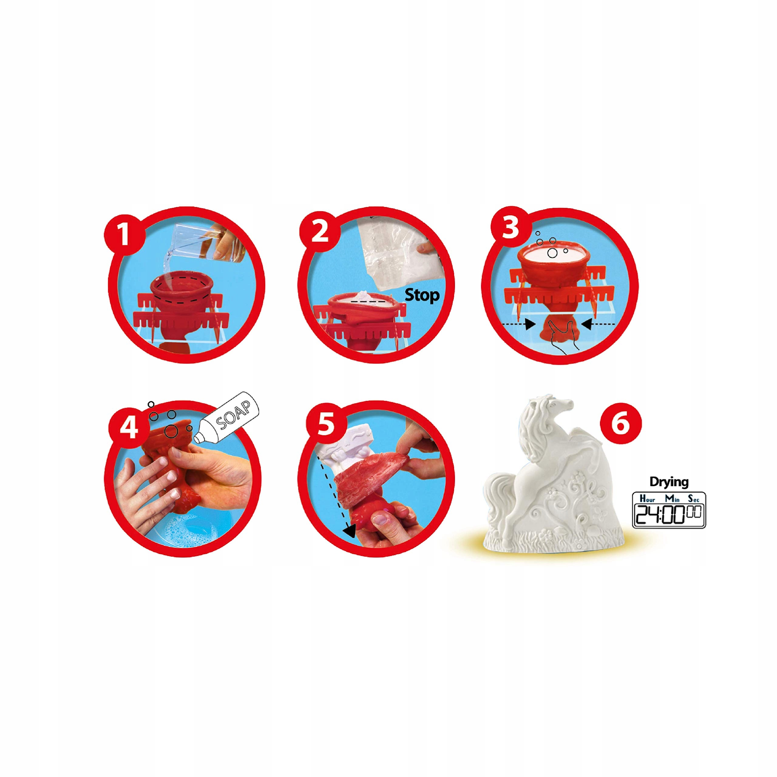 SES Odlewy gipsowe Koniki 3D z farbami + brokat Marka SES Creative