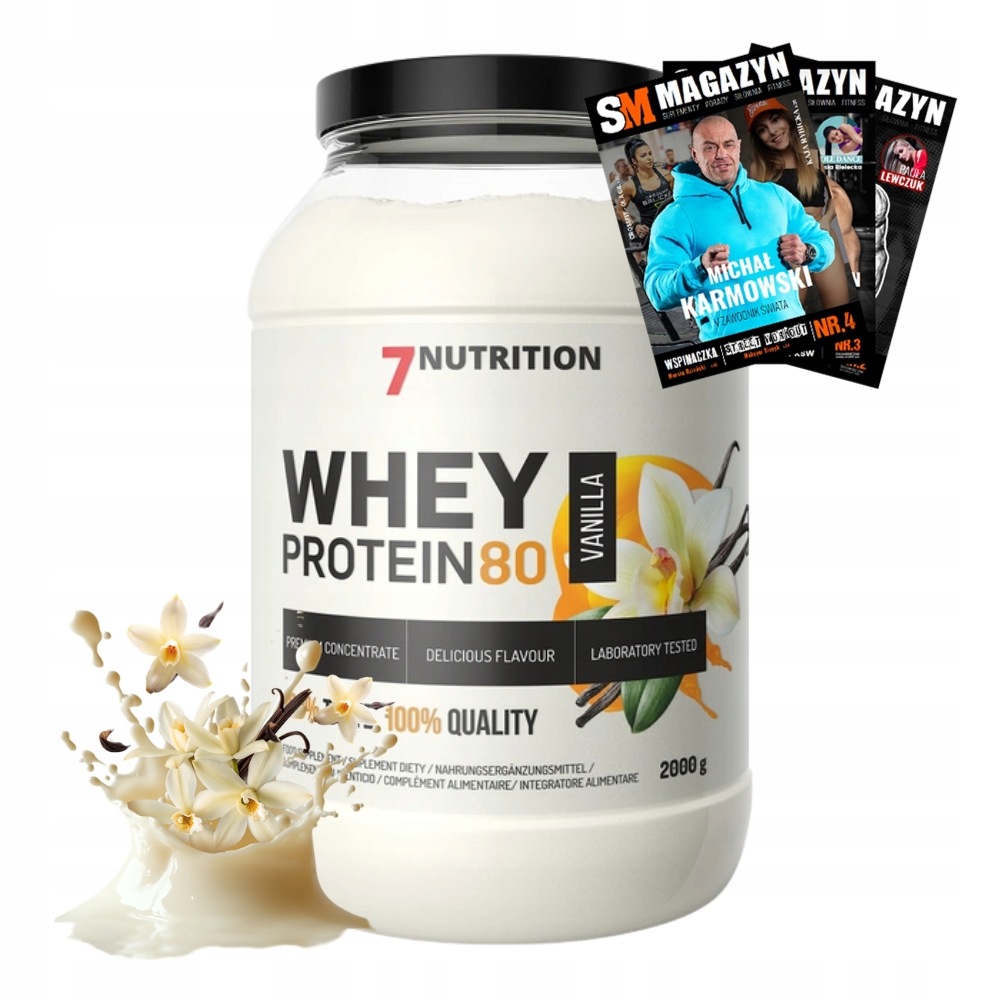 7NUTRITION Whey Protein 80 2000 g Bílkoviny Koncentrát Wpc Svalová Hmota Síla