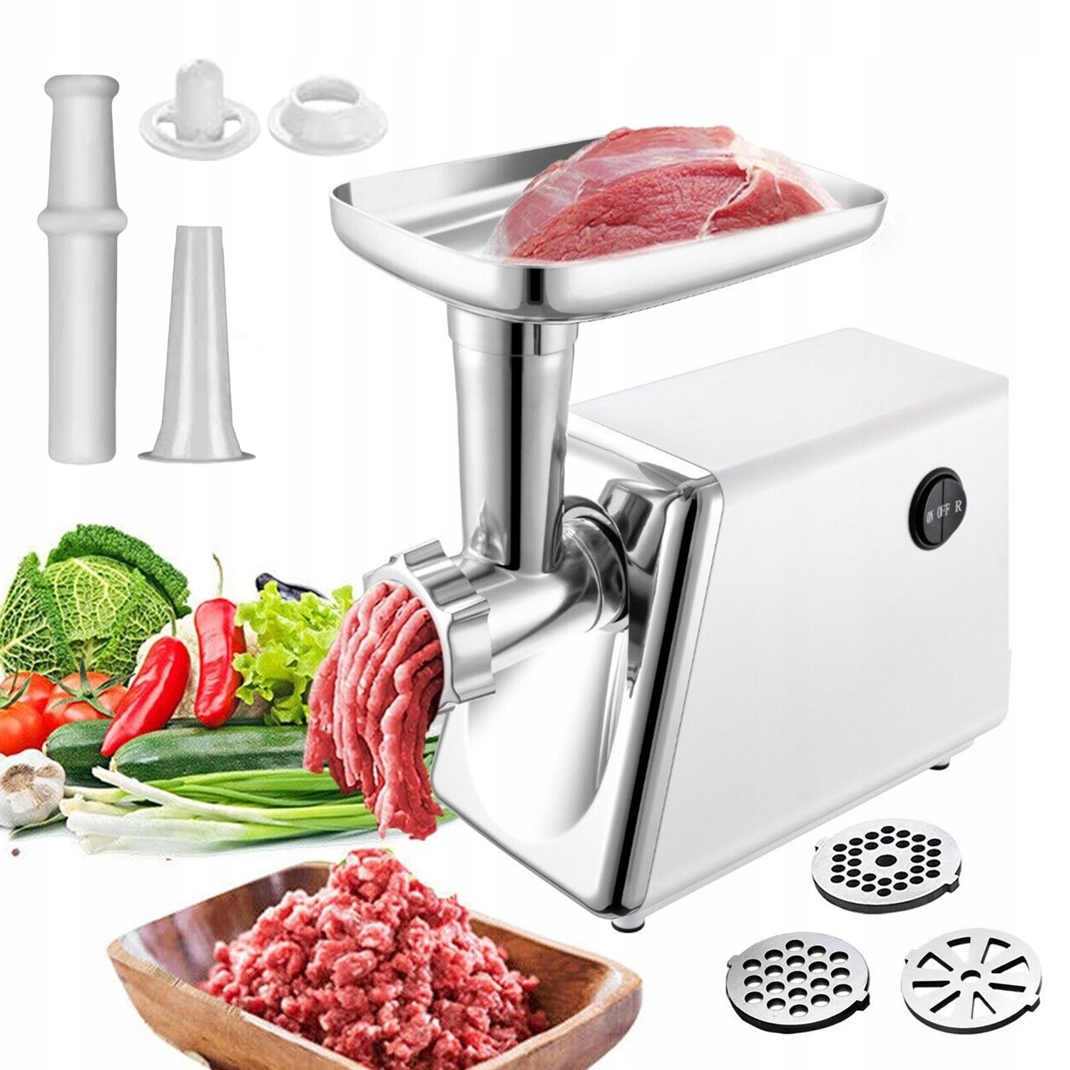 Mlýnek Na Maso 300 W 3 Sítka 4 Čepele Velký Posunovač Výkon 800 W Do Kuchyně