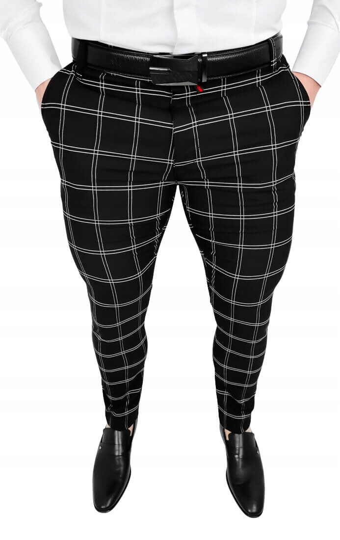 

Czarne spodnie w krate slim fit 2032 34