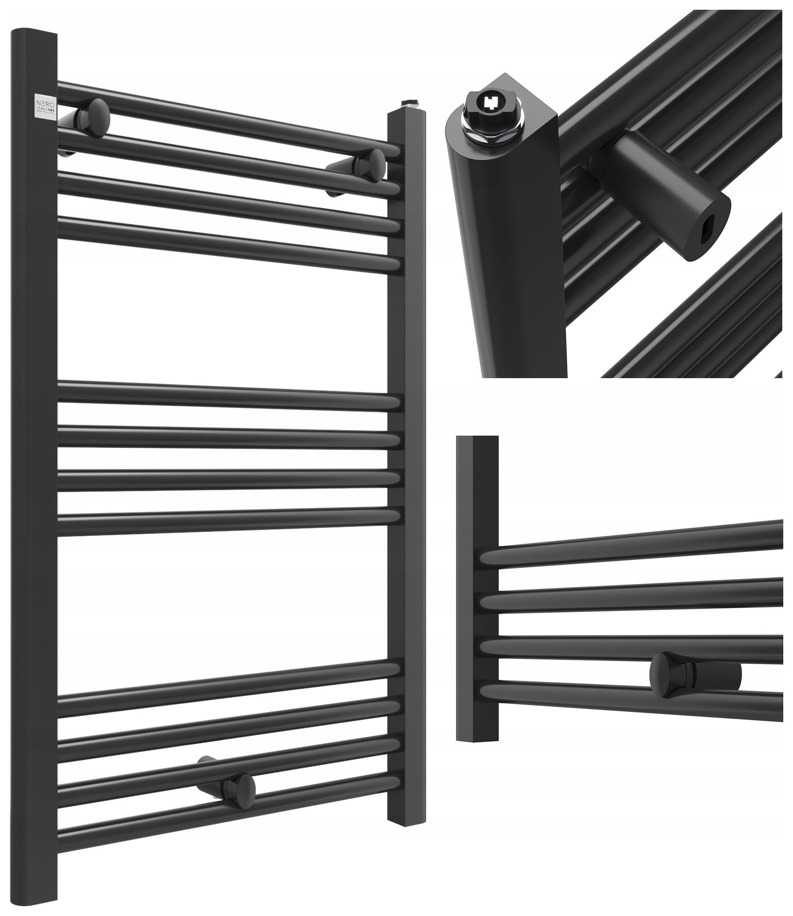 Žebříkový radiátor do koupelny černý 80/40 cm dekorativní Puerto