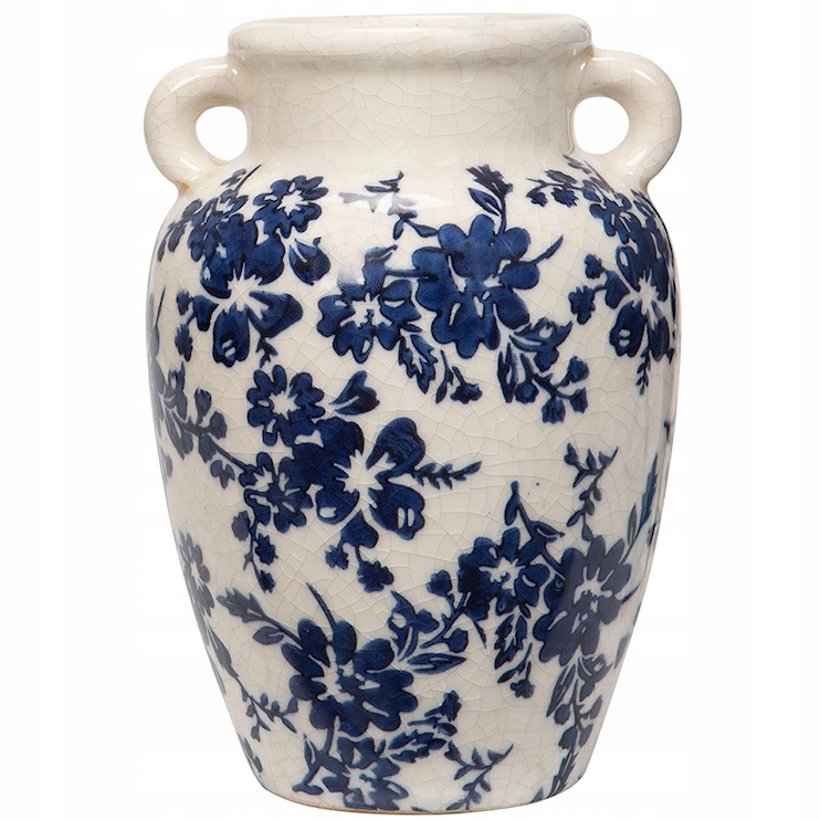 Keramická Váza Na Květiny Retro Bílá Růže dekorativní do obývacího pokoje