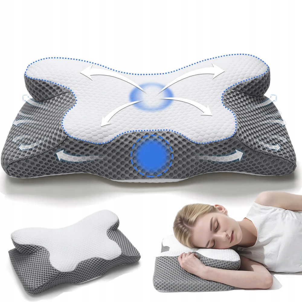 Poduszka Ortopedyczna Do Spania Na Boku I Plecach Motyl Pianka Memory
