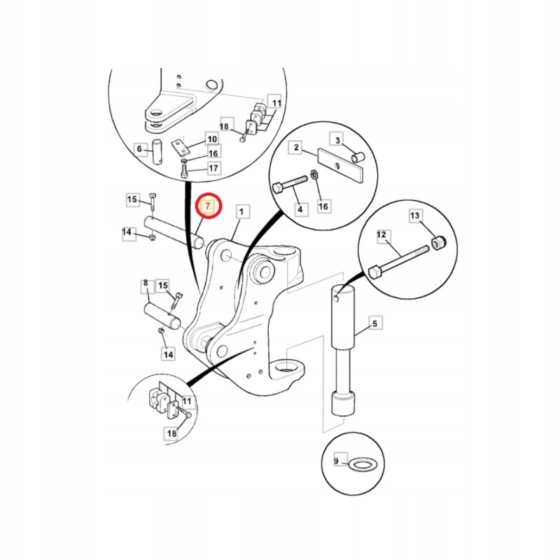 Sworzeń konika i wysięgu JCB 8014 8016 8020 811/50176 Numer katalogowy części 811/50176