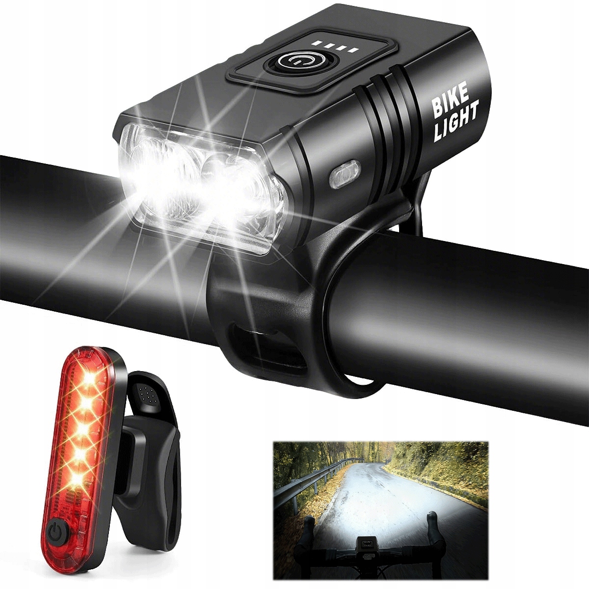 Wodoodporna Lampka Rowerowa 1000 Lumenów 1200 mAh Usb Przód