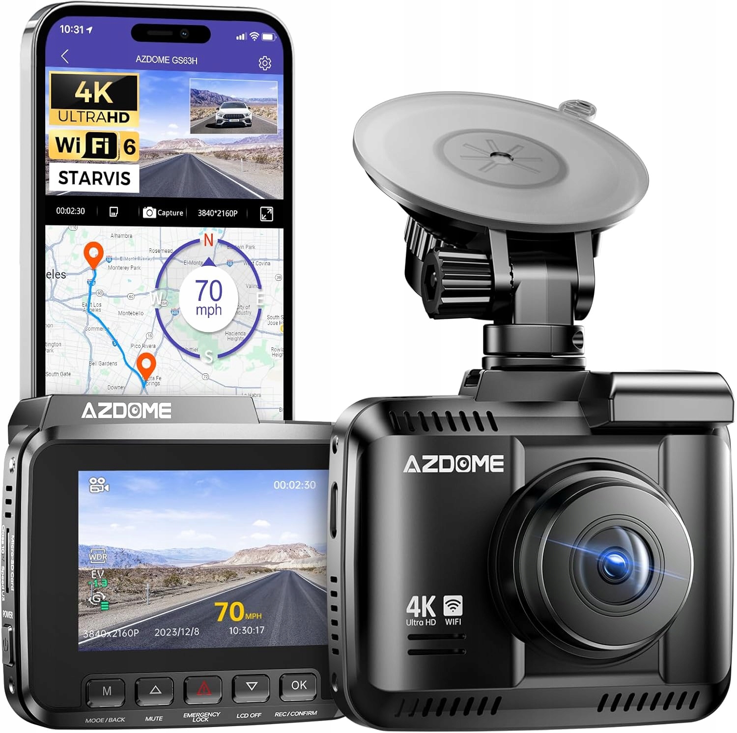 Videorekordér Autokamera Azdome GS63H 4K Ultra Hd Gps Wifi