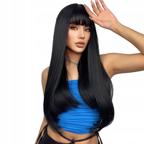 Paruka Dlouhé Vlasy Rovné Černé Dámské Lolita