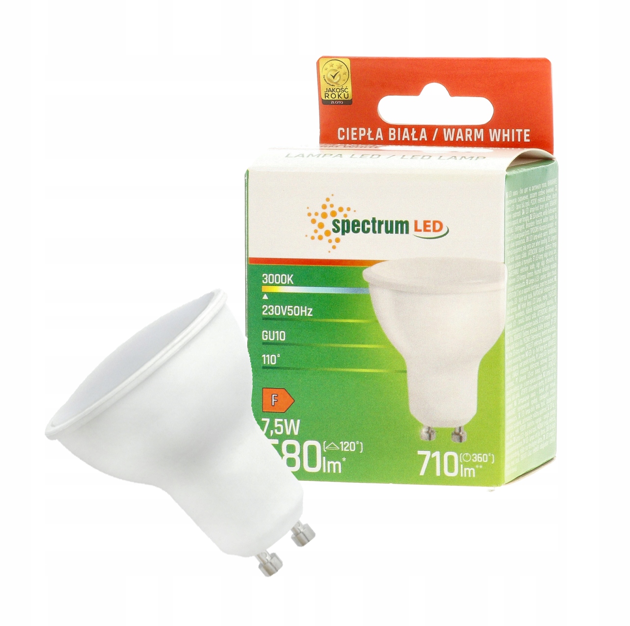 

Żarówka Led GU10 7,5W 230V ciepła Ww Spectrum