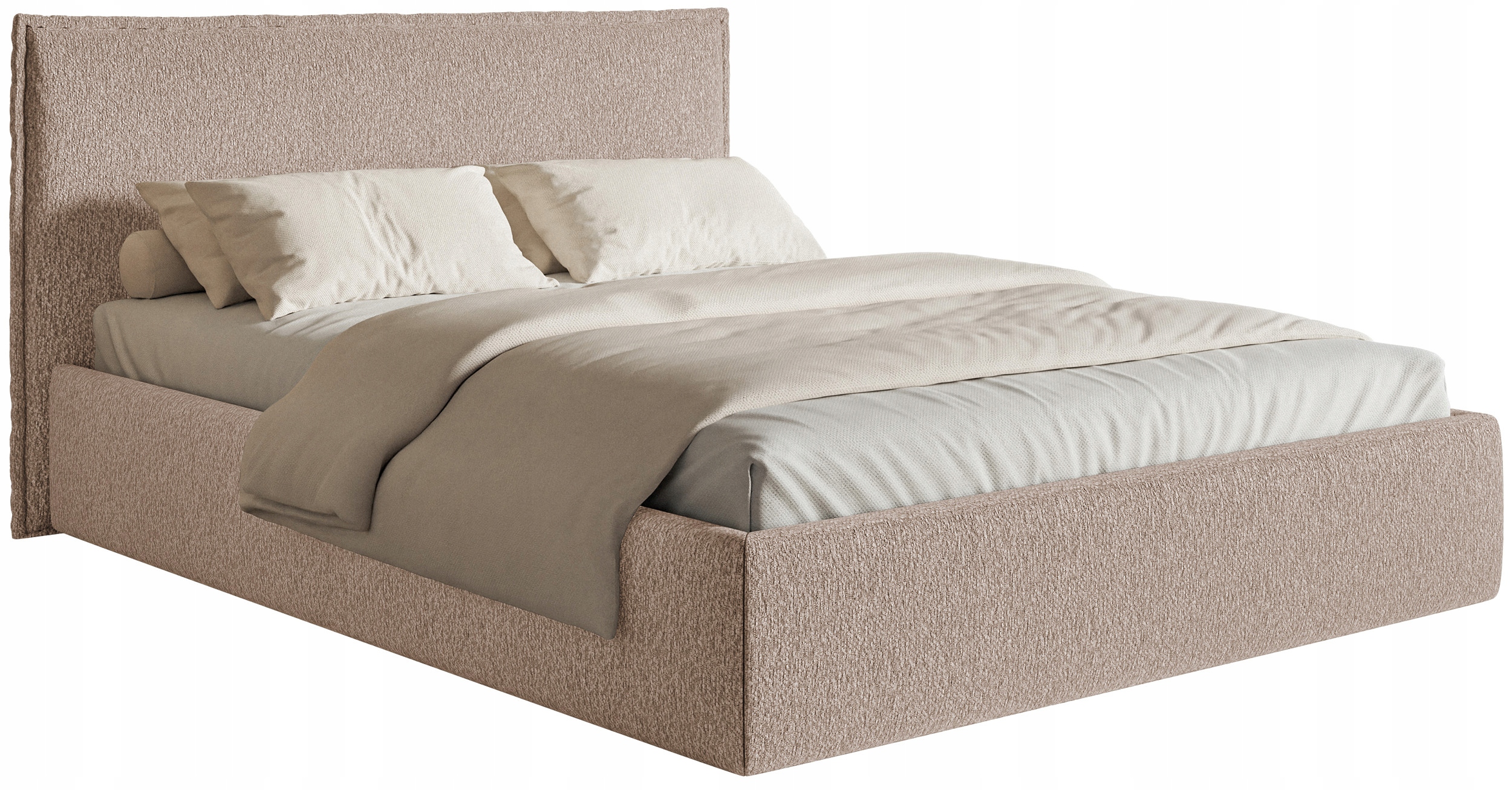 Čalouněná postel 160 x 200 cm Softie Slim s úložným prostorem, tmavě béžová šenilová barva
