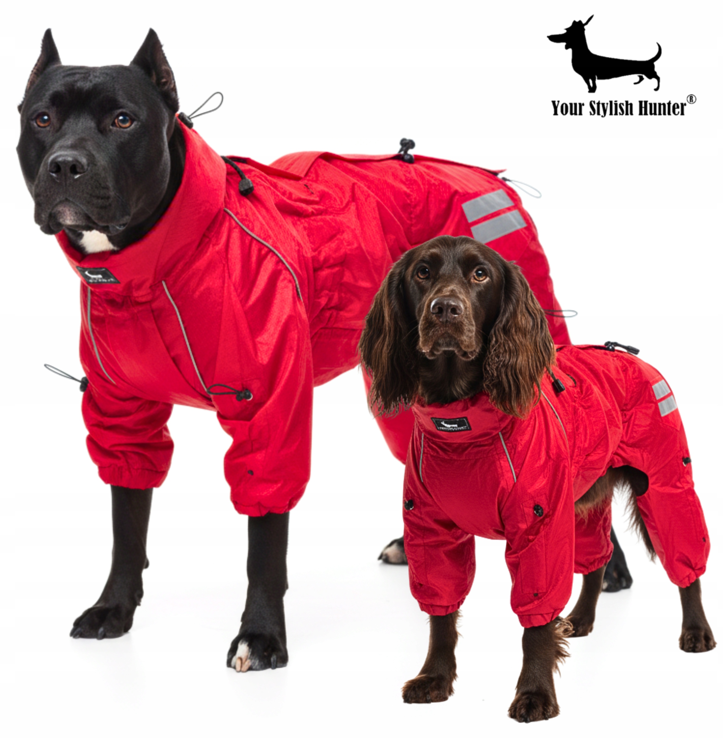 Levně Červený pláštěnkový overal kombinéza pro velkého psa, velikost S